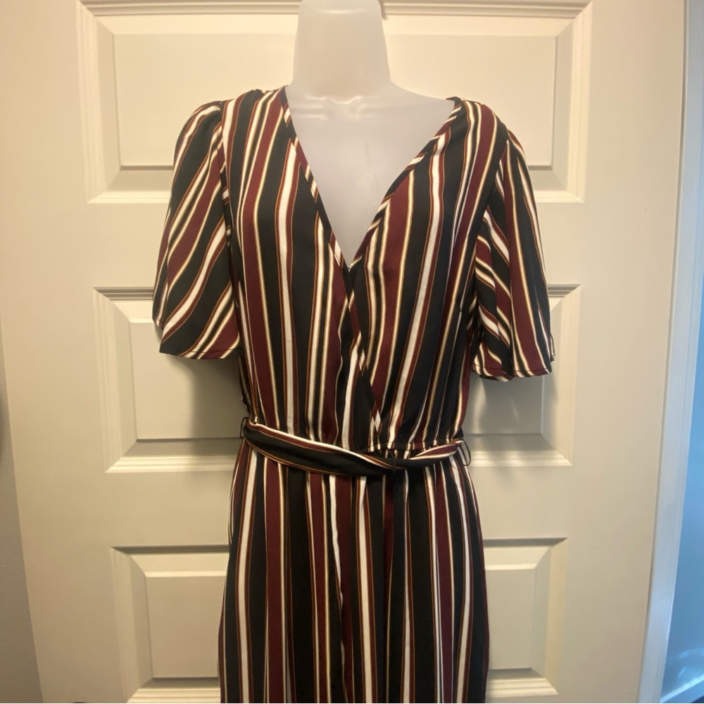 Striped V-Neck Wrap Romper